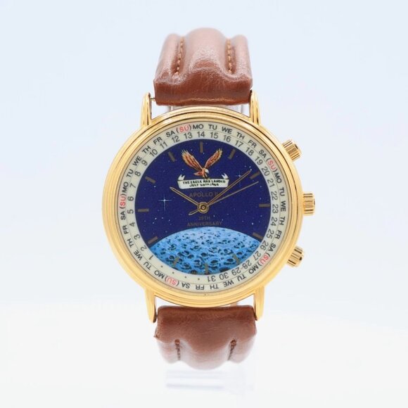 Vintage 37mm Apollo II 25th Anniversary Men's Quartz Wristwatch Japan Gold Tone - Picture 4 of 5